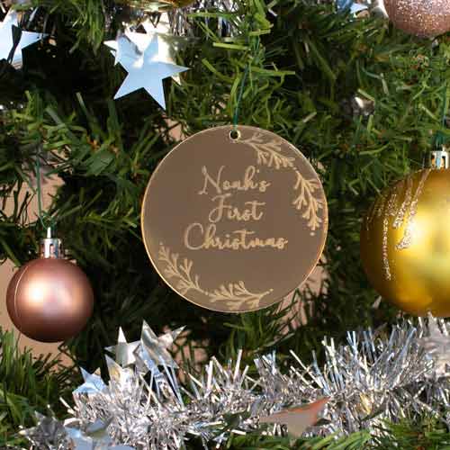 First Christmas Personalised Baby Bauble Decoration Product Gallery Image