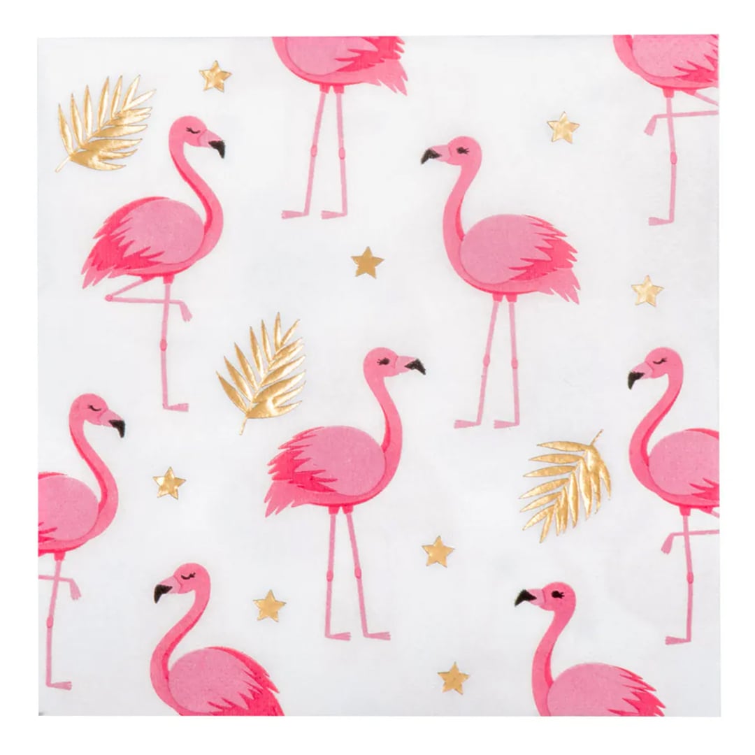 Flamingo Gold Foil Luncheon Paper Napkins 33cm 3 Ply - Pack of 20 View 2