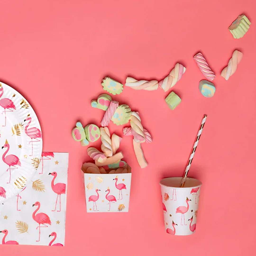 Flamingo Gold Foil Paper Cups 210ml - Pack of 10 View 2