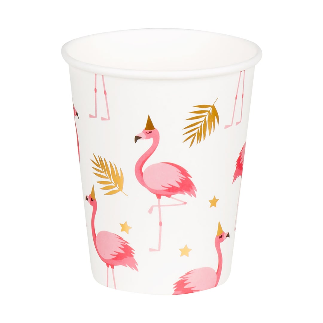 Flamingo Gold Foil Paper Cups 210ml - Pack of 10