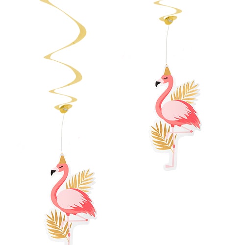 Flamingo Gold Hanging Foil Swirl Decorations - Pack of 2 Product Image