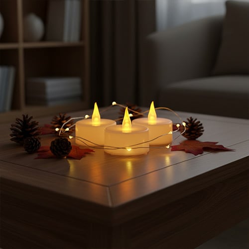 Flickering Effect LED Tealight Candles - Pack of 3