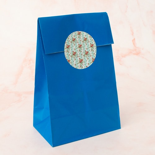 Floral Baby Blue Stripes Round Stickers 60mm - Sheet of 12 Product Gallery Image