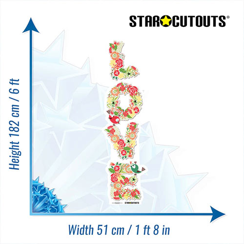 Floral Love Letters Cardboard Cutout 182cm Product Gallery Image