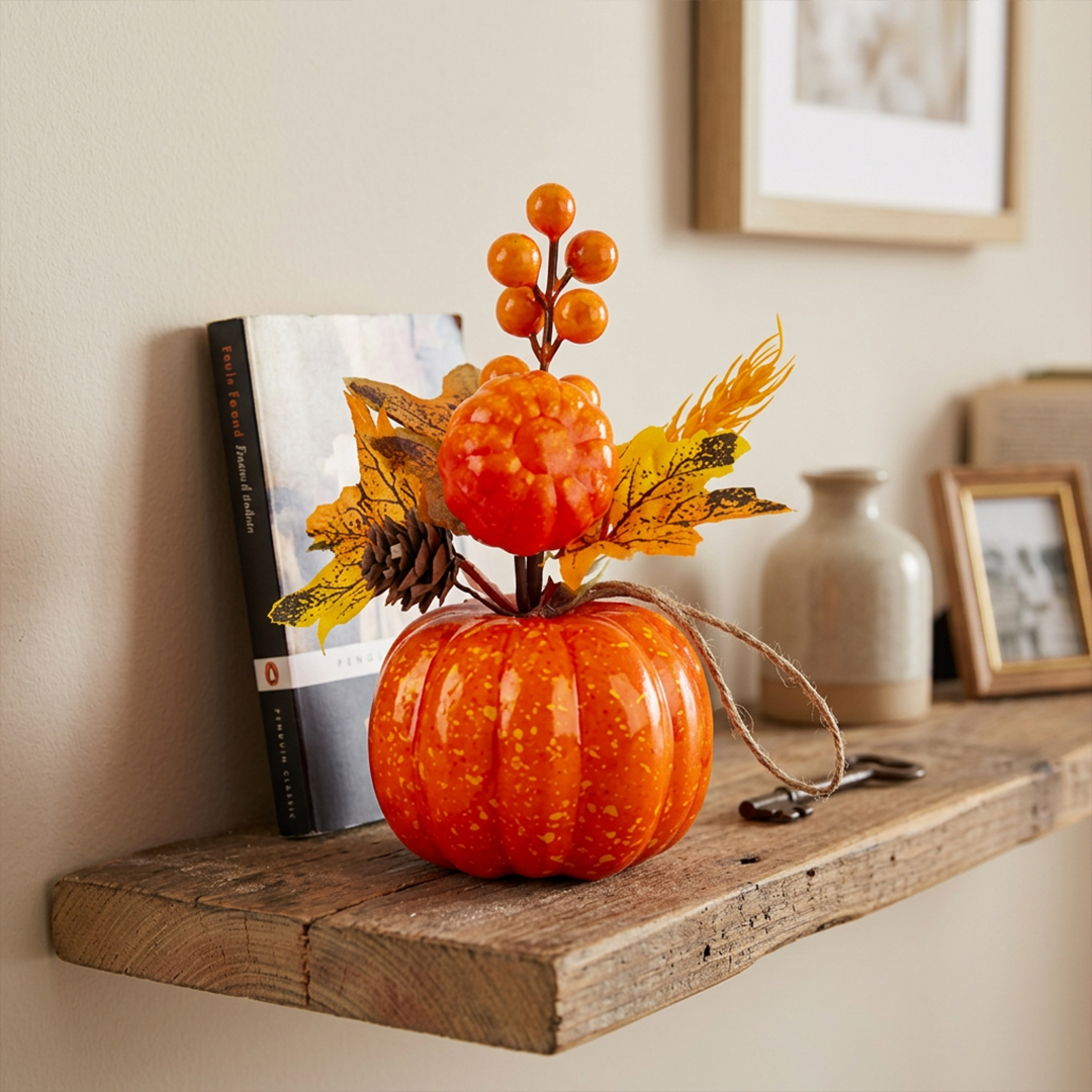 Floral Pumpkin Halloween Hanging Decoration 18cm