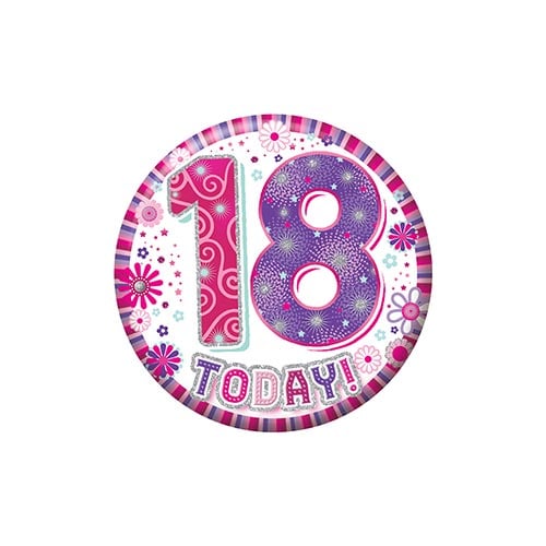Flowers 18th Birthday Badge 5.5cm Product Image