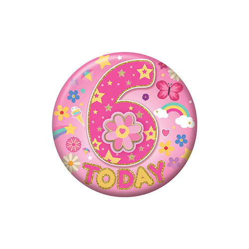 Flowers 6th Birthday Badge 5.5cm Product Image