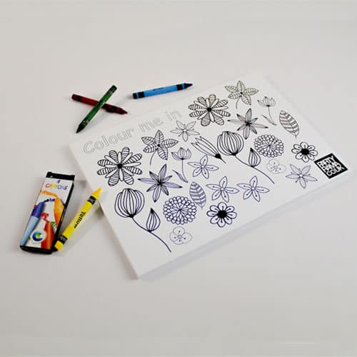 Flowers Themed A4 Colouring sheet With 4 Crayons Product Image