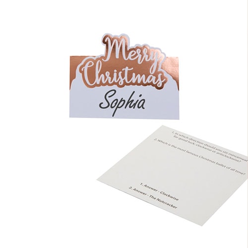 Foil Rose Gold & White Dots Merry Christmas Trivia Place Cards - Pack of 10 Product Gallery Image