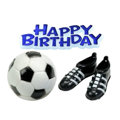 Football, Boots & Blue Happy Birthday Motto Cake Topper Kit Product Gallery Image