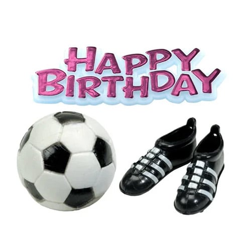 Football, Boots & Pink Happy Birthday Motto Cake Topper Kit