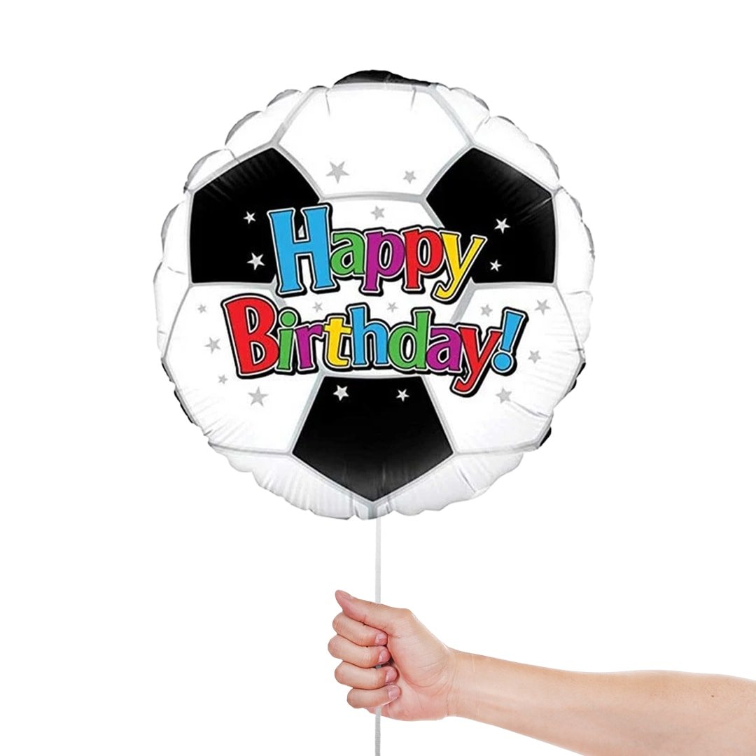 Football Happy Birthday Round Foil Helium Balloon 46cm / 18 in Product Gallery Image