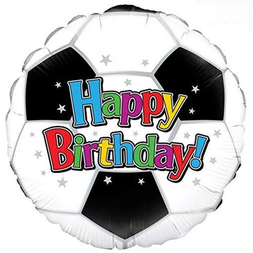 Football Happy Birthday Round Foil Helium Balloon 46cm / 18 in Product Image