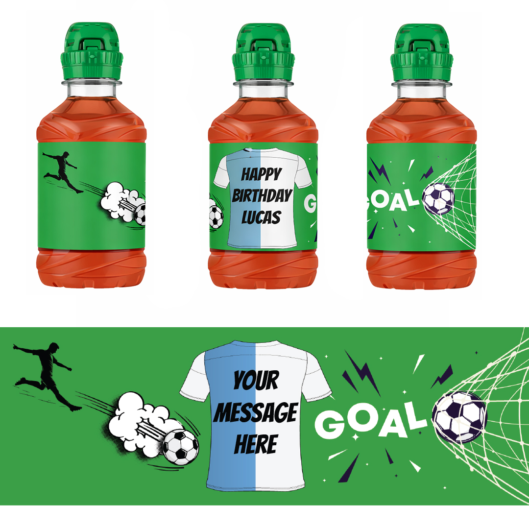 Football Personalised Drinks Bottle Packaging Label Stickers 20cm - Sheet of 7