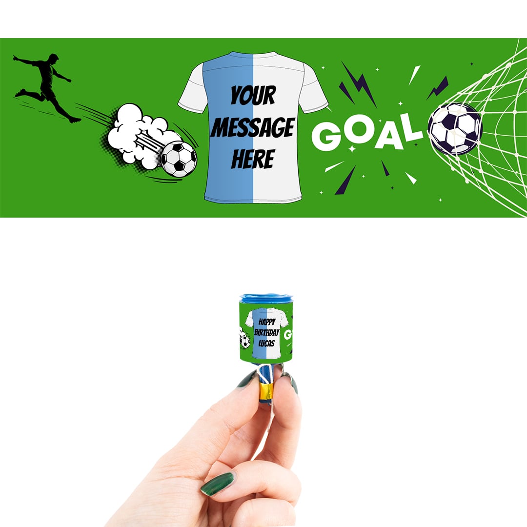 Football Personalised Party Popper Packaging Label Stickers 9cm - Sheet of 16