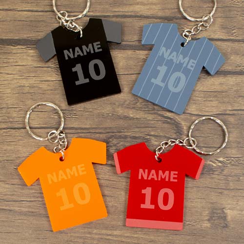 Football Shirt with Name & Number Personalised Keyring Product Gallery Image