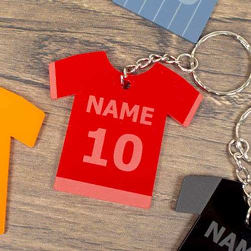 Football Shirt with Name & Number Personalised Keyring Product Gallery Image