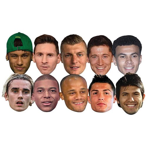 Football World Players Cardboard Face Masks - Pack of 10 Product Image