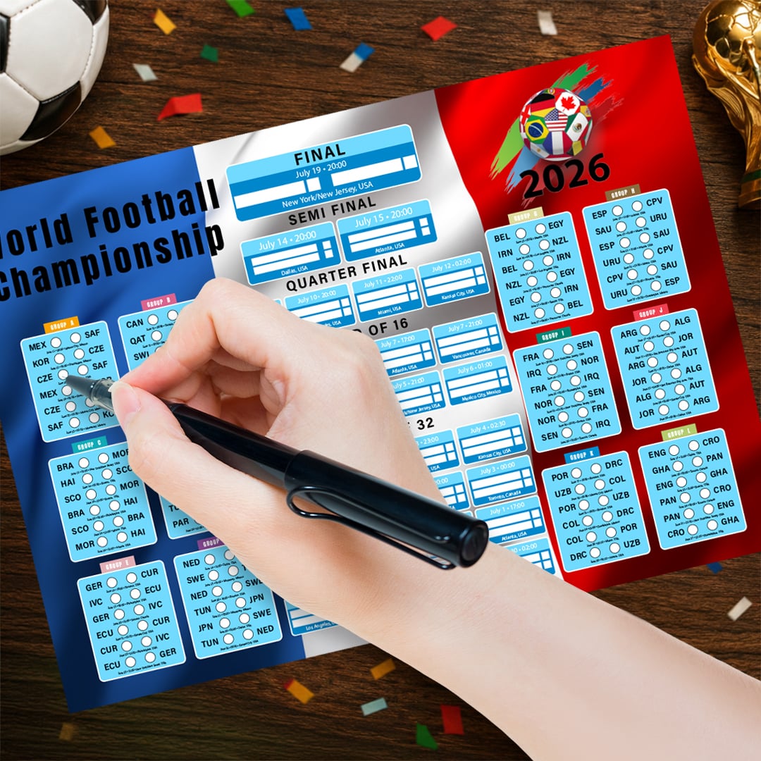 France Flag World Football Championship Cup 2026 A0 Fixture Wall Chart
