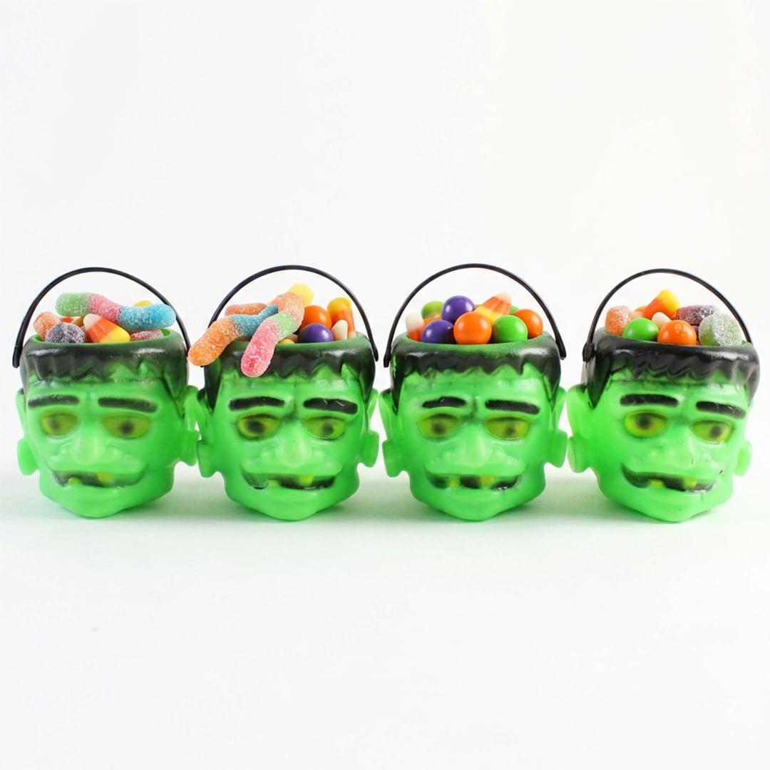 Frankenstein Halloween Mini Plastic Treat Pots 6cm - Pack of 4