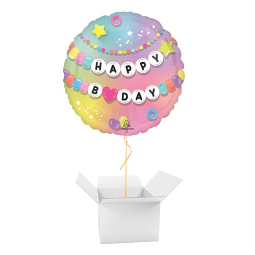 Friendship Bracelet Happy Birthday Heart Shape Foil Helium Balloon - Inflated Balloon in a Box