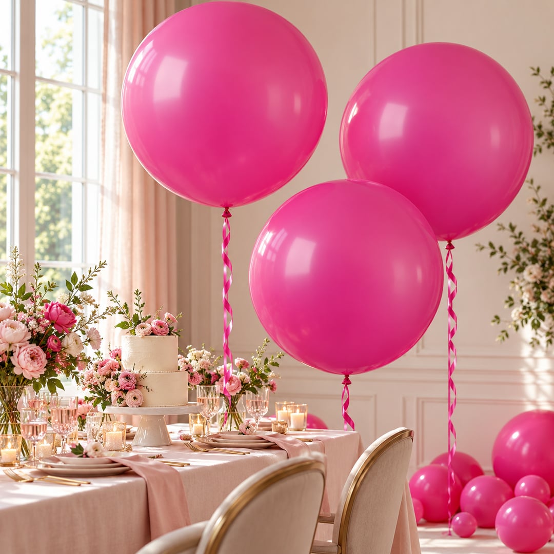 Fuchsia Pink Jumbo Latex Balloon 79cm / 31 in - Single View 2