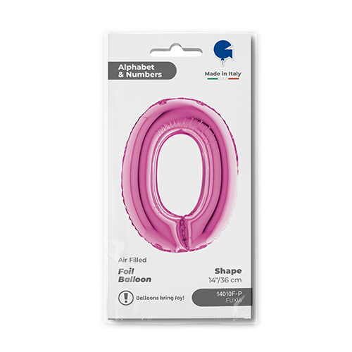 Fuchsia Pink Number 0 Air Fill Foil Balloon 36cm / 14 in Product Gallery Image