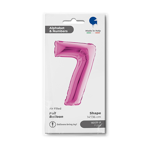 Fuchsia Pink Number 7 Air Fill Foil Balloon 36cm / 14 in Product Gallery Image
