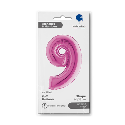 Fuchsia Pink Number 9 Air Fill Foil Balloon 36cm / 14 in Product Gallery Image