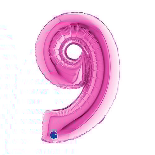 Fuchsia Pink Number 9 Air Fill Foil Balloon 36cm / 14 in Product Gallery Image