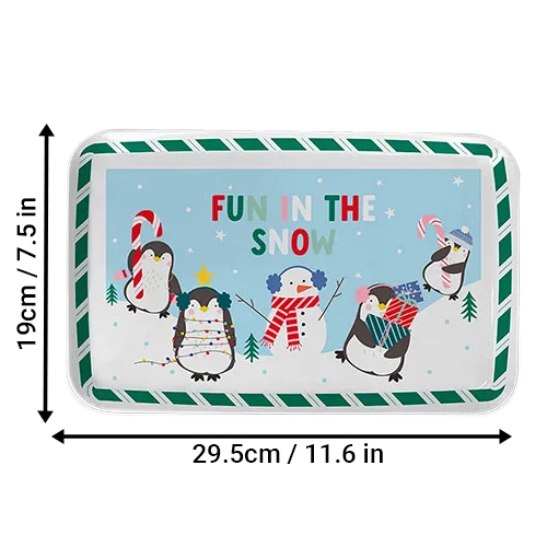 Fun In The Snow Christmas Reusable Plastic Treat Tray 29.5cm Product Gallery Image
