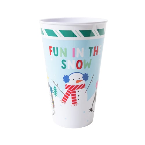 Fun In The Snow Green Christmas Reusable Plastic Tumbler Cup 450ml Product Gallery Image