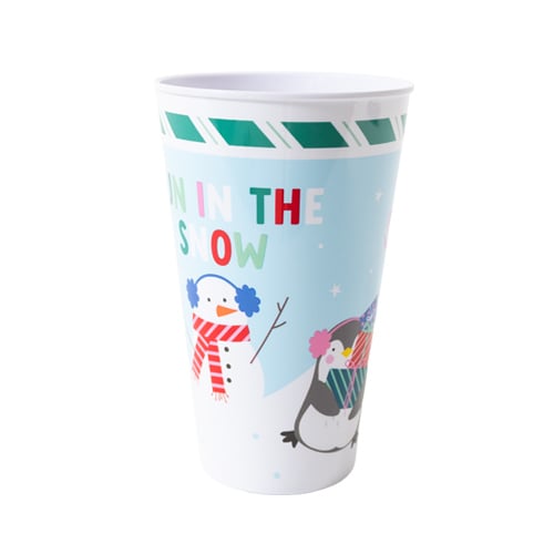 Fun In The Snow Green Christmas Reusable Plastic Tumbler Cup 450ml Product Gallery Image