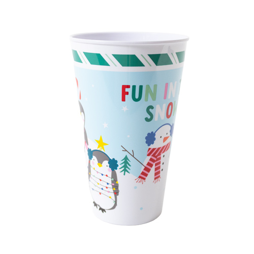 Fun In The Snow Green Christmas Reusable Plastic Tumbler Cup 450ml Product Gallery Image