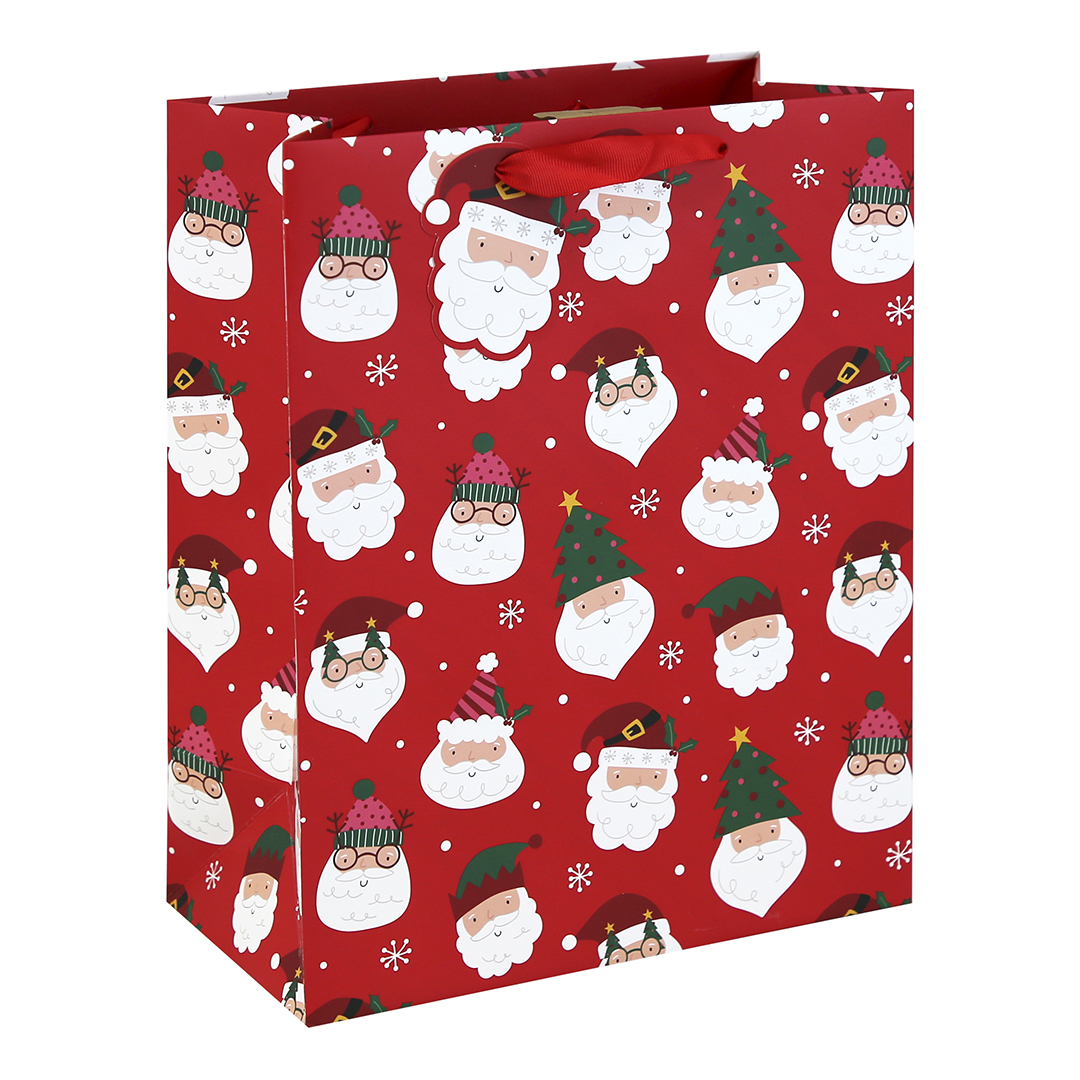 Funky Santa Claus Christmas Large Red Gift Bag 33cm