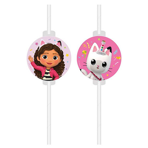 Gabby's Dollhouse Paper Medallion Drinking Straws - Pack of 4