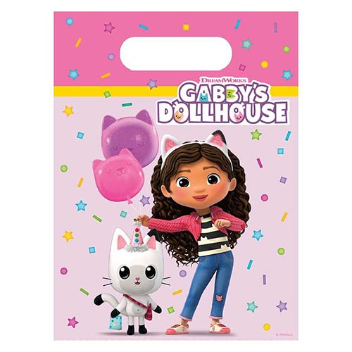 Gabby's Dollhouse Party Plastic Loot Bags - Pack of 6