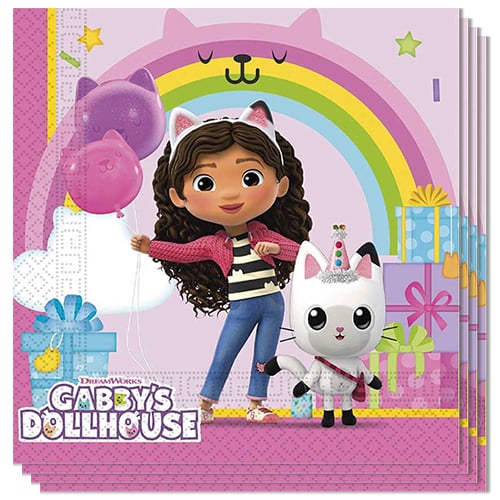 Gabby's Dollhouse Rainbow Paper Luncheon Napkins 2 Ply 33cm - Pack of 20