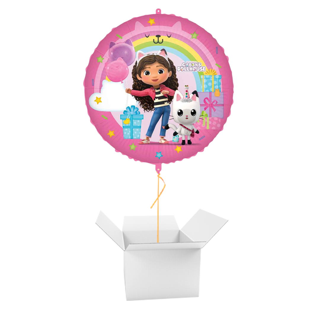 Gabby's Dollhouse Rainbow Round Foil Balloon - Inflated Balloon in a Box