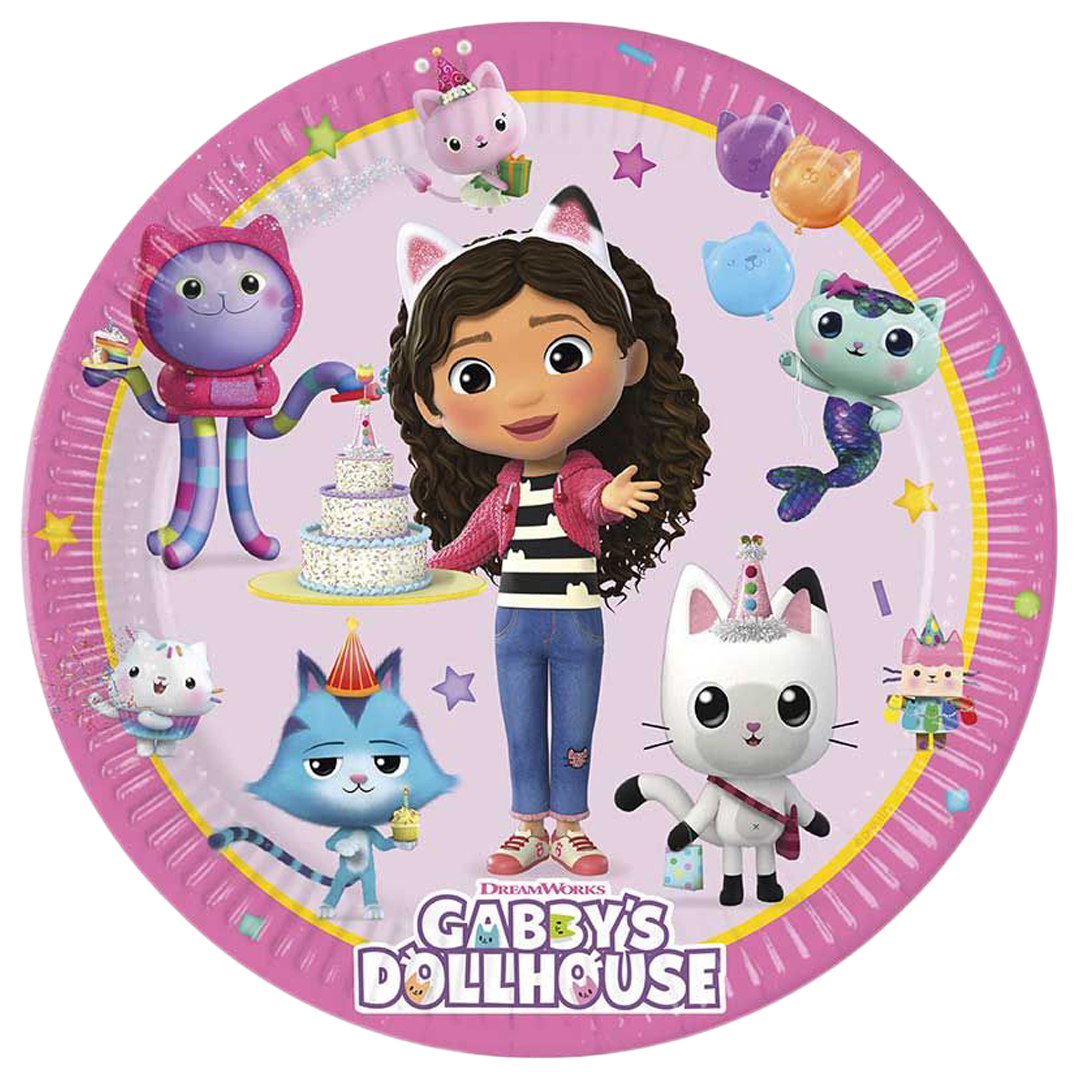 Gabby's Dollhouse Round Paper Plates 23cm - Pack of 8