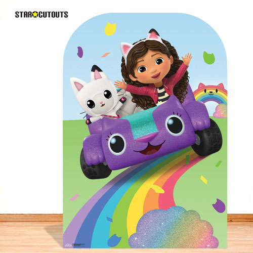 Gabby's Dollhouse Car on Rainbow Stand In Cardboard Cutout 131cm Product Gallery Image