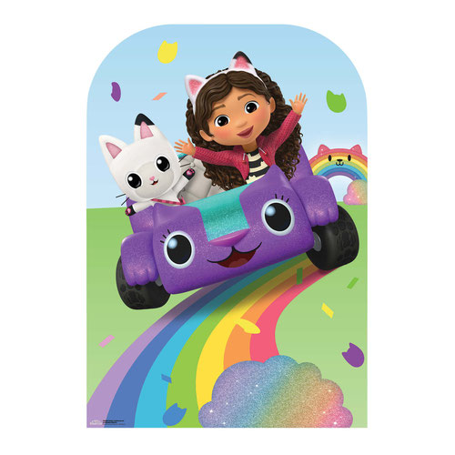 Gabby's Dollhouse Car on Rainbow Stand In Cardboard Cutout 131cm Product Gallery Image