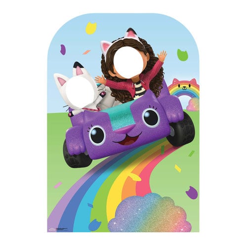 Gabby’s Dollhouse Car on Rainbow Stand In Cardboard Cutout 131cm