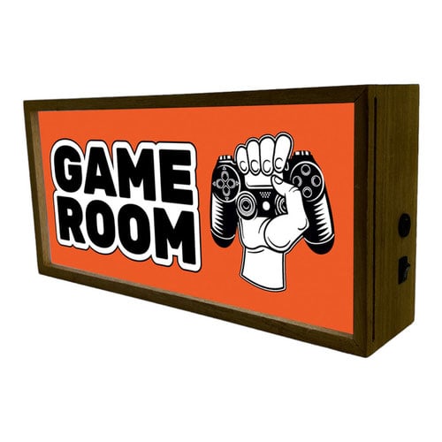 Game Room Red LED Light Box Wood Room Sign Product Gallery Image