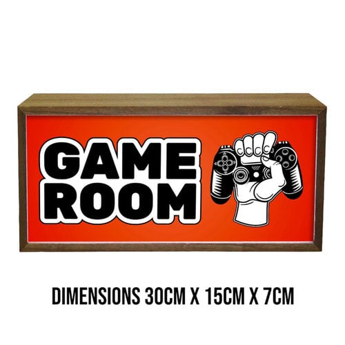 Game Room Red LED Light Box Wood Room Sign Product Gallery Image