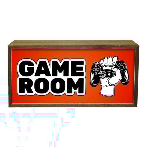Game Room Red LED Light Box Wood Room Sign Product Gallery Image