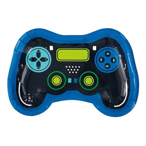 Gamer Birthday Controller Shaped Paper Plates 23.5cm - Pack of 8 Product Image
