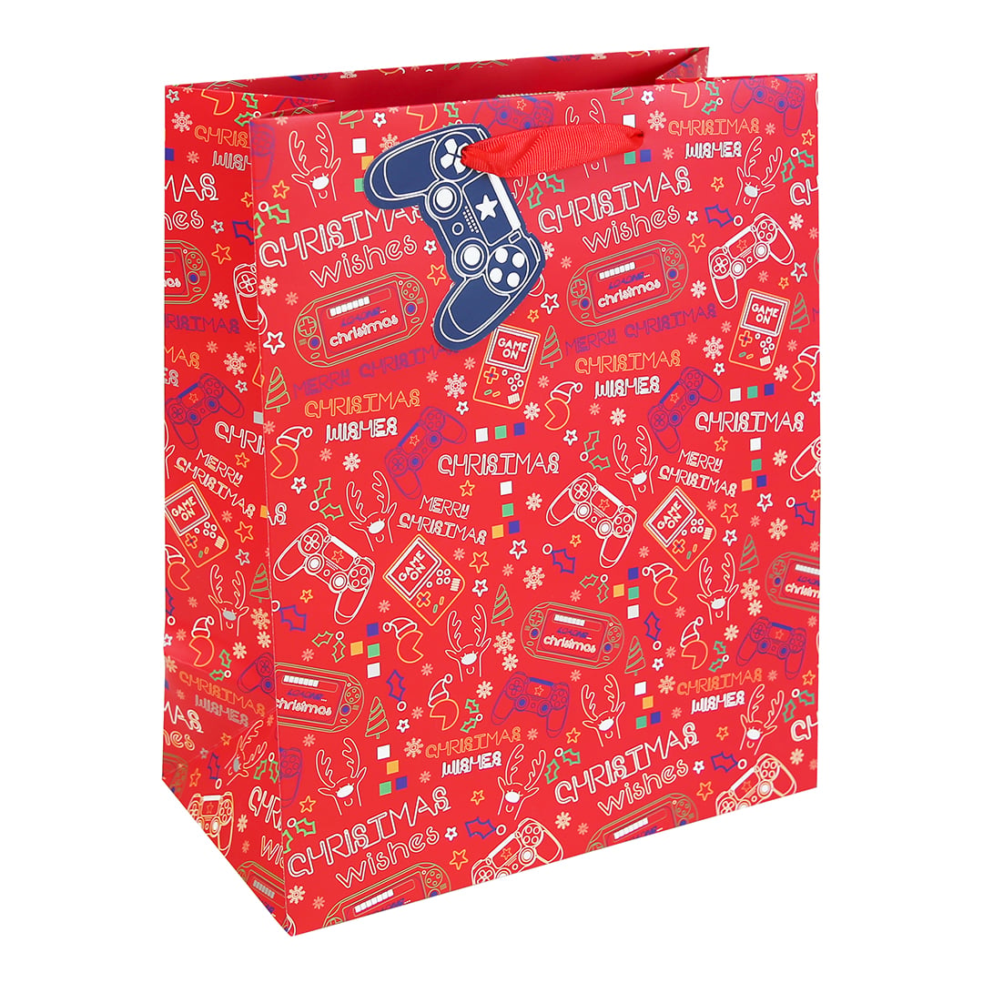Gaming Christmas Large Red Gift Bag 33cm