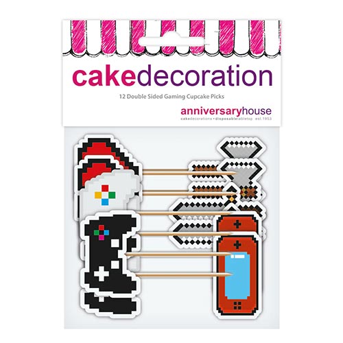 Gaming Cupcake Food Pick Toppers - Pack of 12 Product Gallery Image