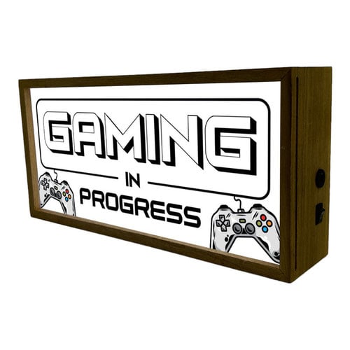 Gaming In Progress LED Light Box Wood Room Sign Product Gallery Image